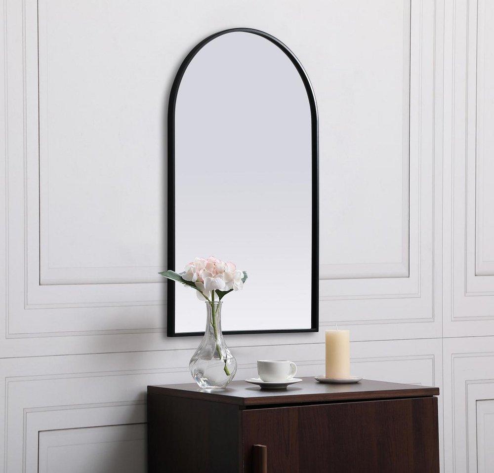 METAL FRAME ARCH MIRROR 22X36 BLACK 