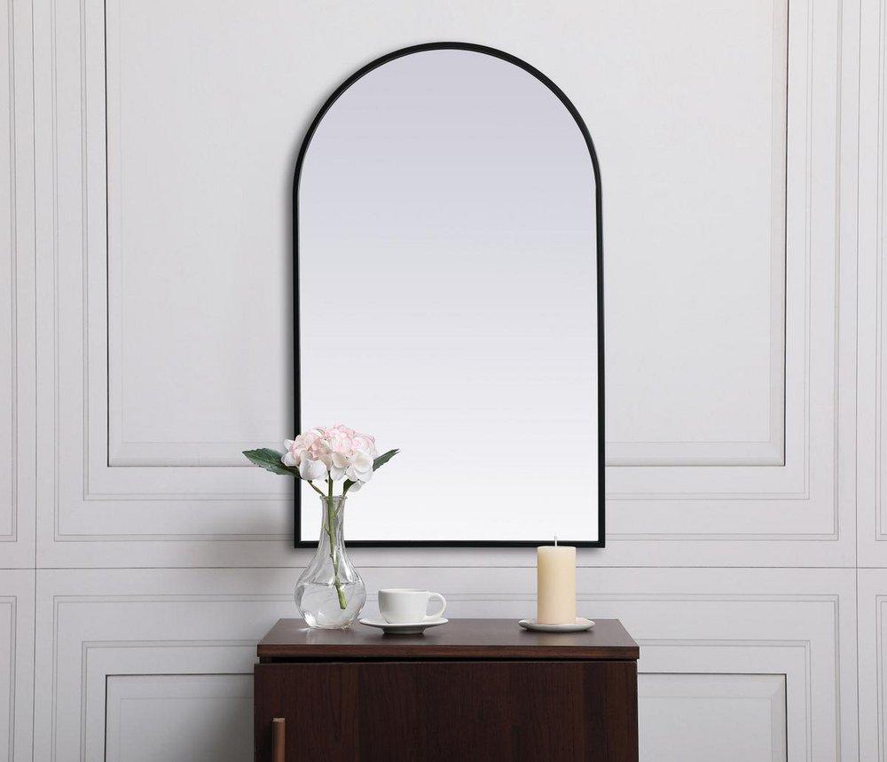 METAL FRAME ARCH MIRROR 22X36 BLACK 
