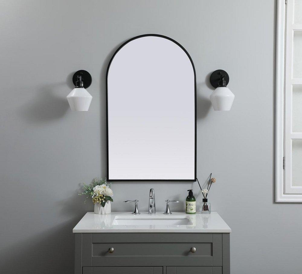 METAL FRAME ARCH MIRROR 22X36 BLACK 