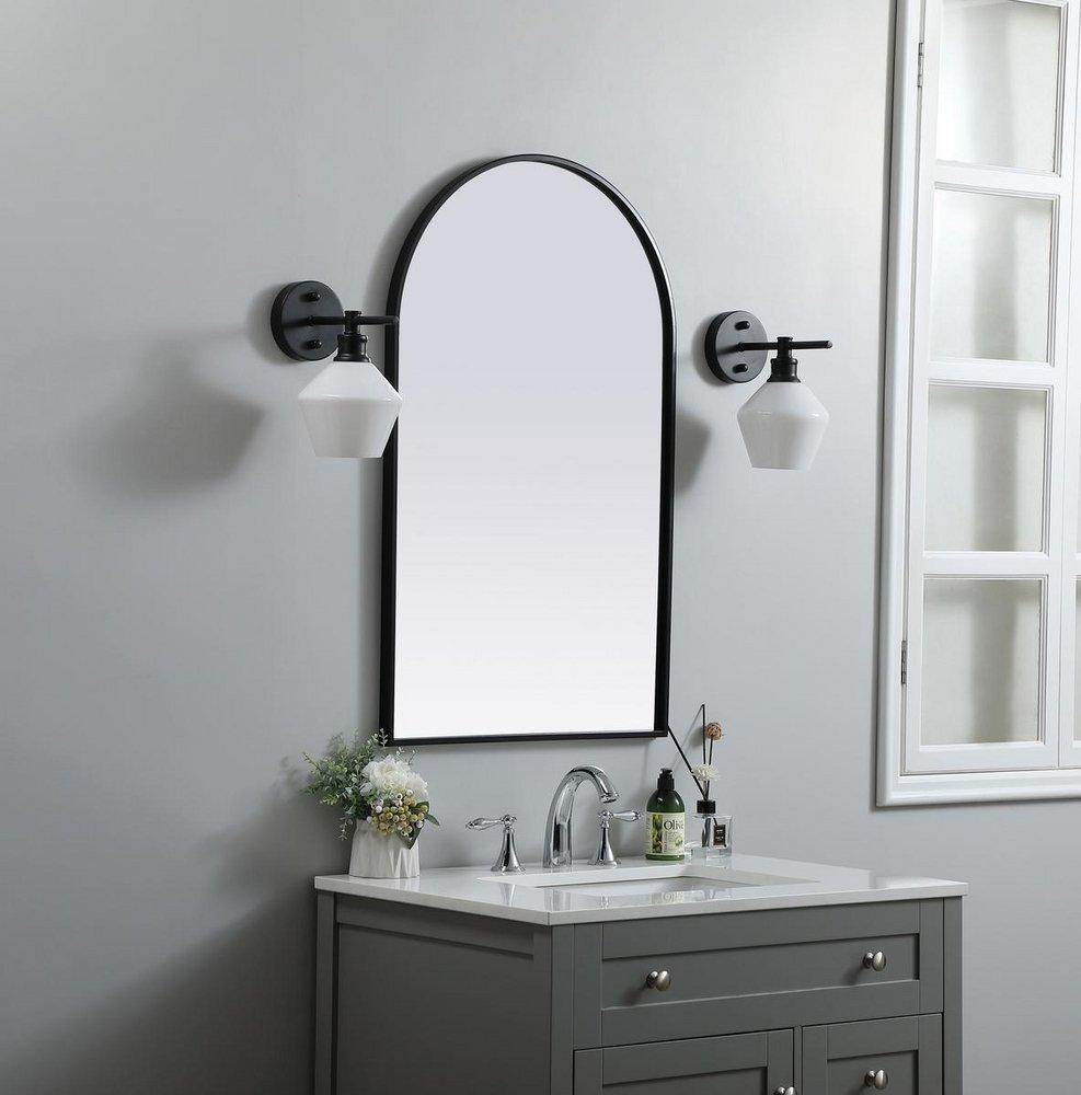 METAL FRAME ARCH MIRROR 22X36 BLACK 