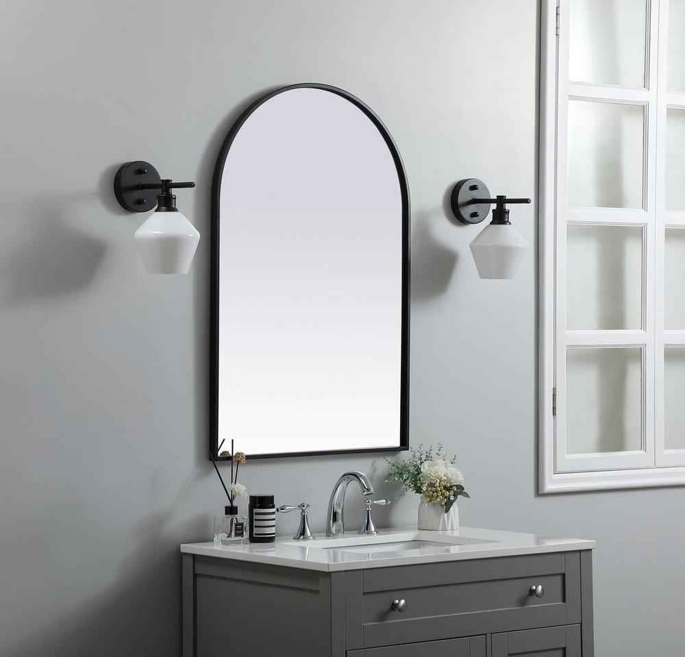 METAL FRAME ARCH MIRROR 24X36 BLACK 