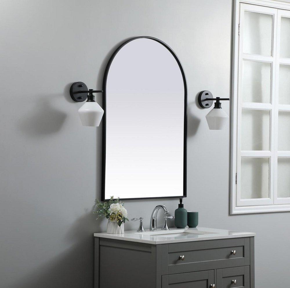 METAL FRAME ARCH MIRROR 27X40 BLACK 