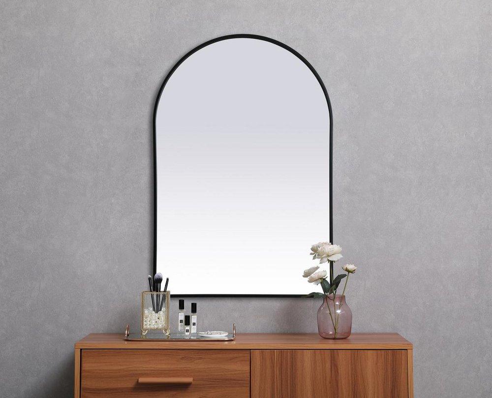 METAL FRAME ARCH MIRROR 27X40 BLACK 