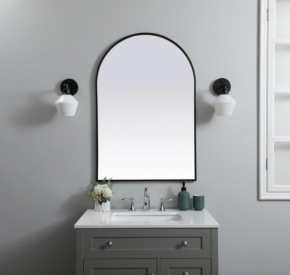 METAL FRAME ARCH MIRROR 27X40 BLACK 