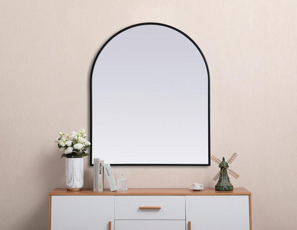 METAL FRAME ARCH MIRROR 30X36 BLACK 