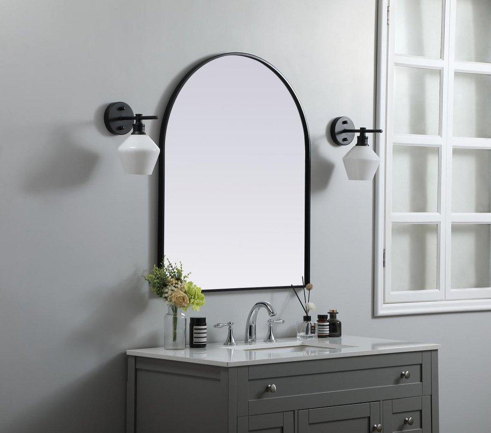 METAL FRAME ARCH MIRROR 30X36 BLACK 