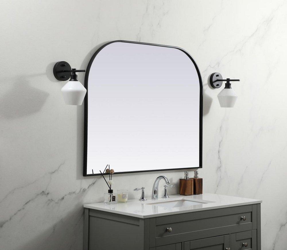 METAL FRAME ARCH MIRROR 42X34 BLACK 