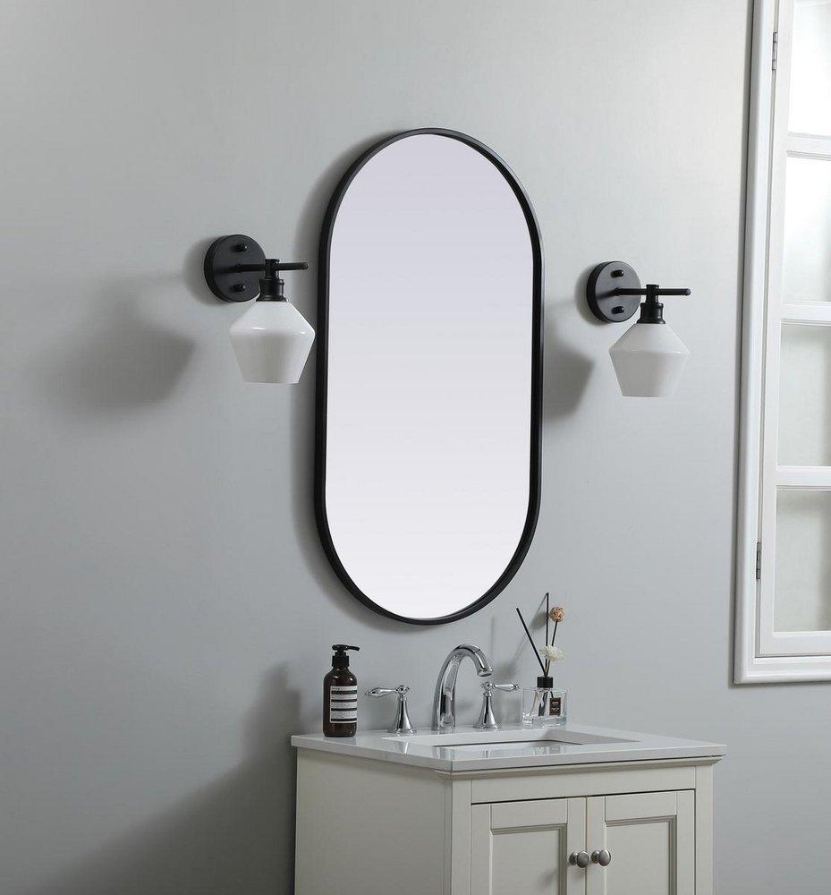METAL FRAME OVAL MIRROR 20X36 BLACK 