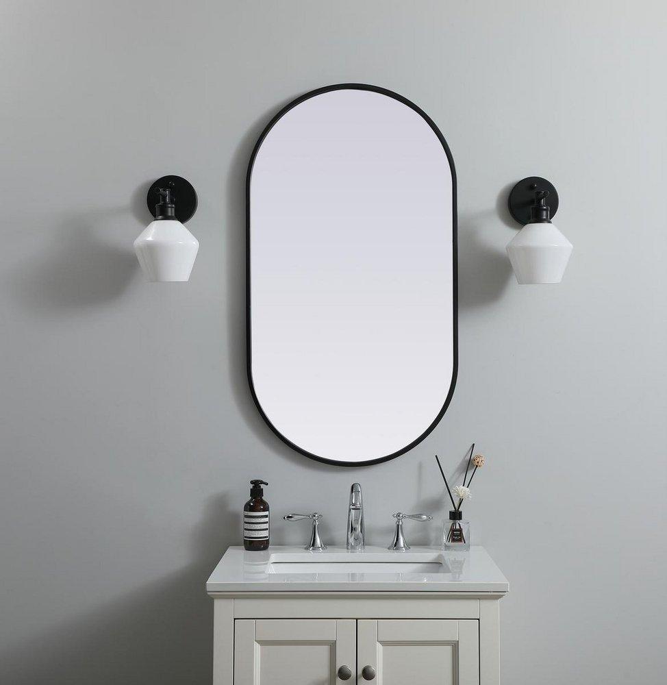 METAL FRAME OVAL MIRROR 20X36 BLACK 