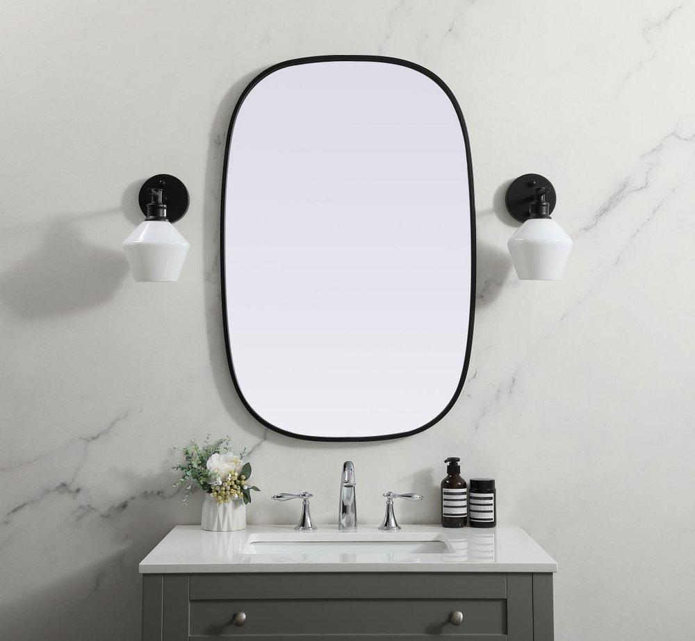 METAL FRAME OVAL MIRROR 24X36 BLACK 