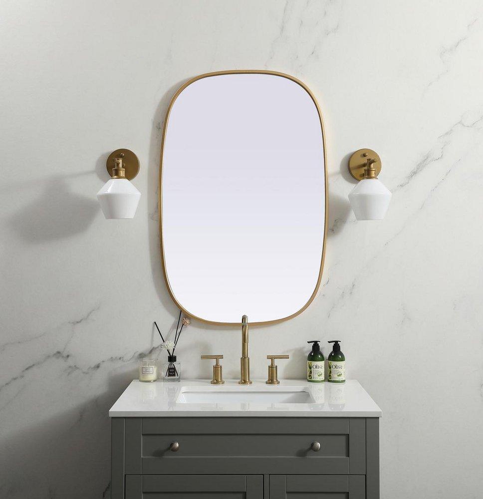 METAL FRAME OVAL MIRROR 24X36 BRASS 
