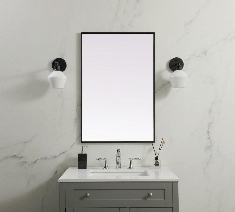 METAL FRAME RECTANGLE MIRROR 24X36 BLACK 