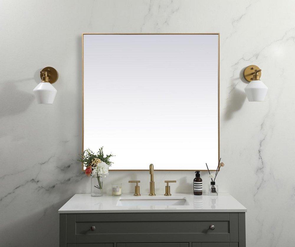 METAL FRAME SQUARE MIRROR 48 BRASS 