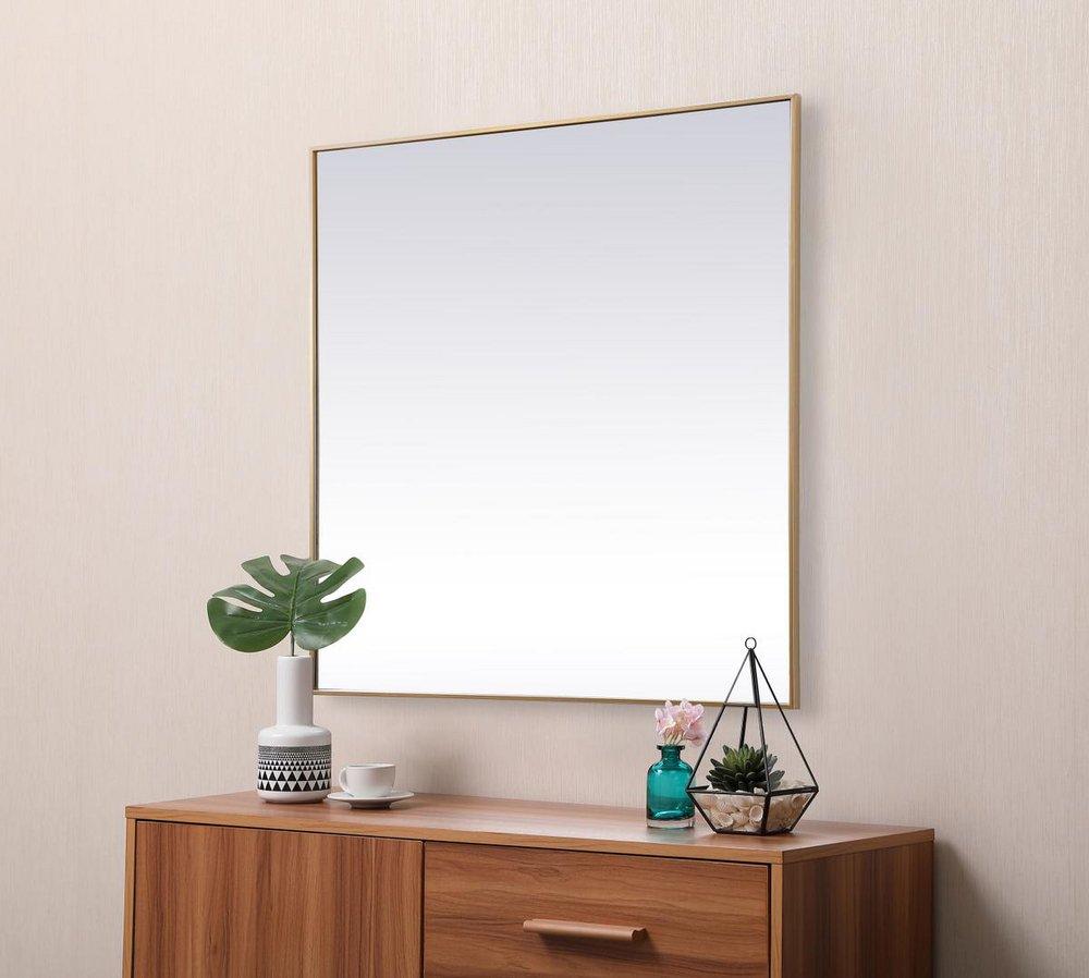 METAL FRAME SQUARE MIRROR 48 BRASS 