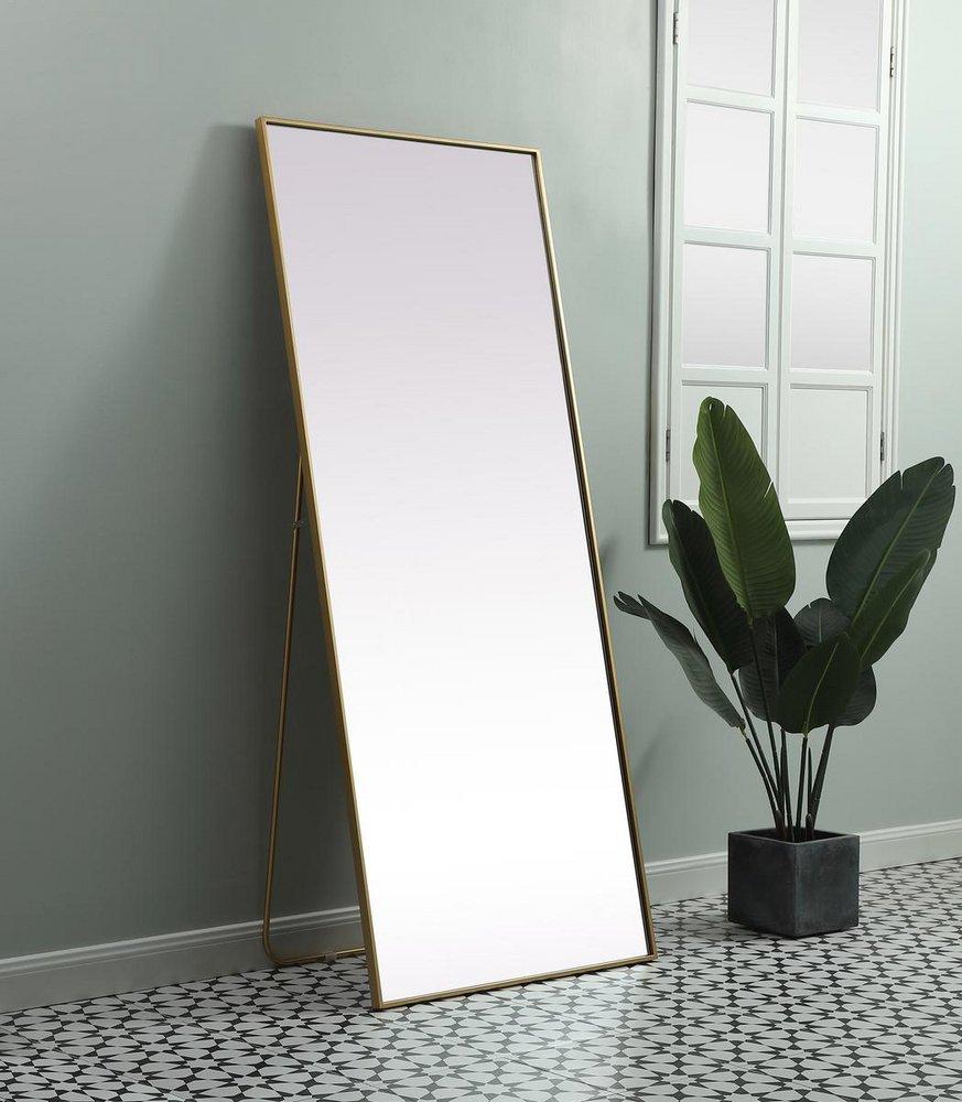 METAL FRAME RECTANGLE FULL LENGTH MIRROR 30X72 BRASS 