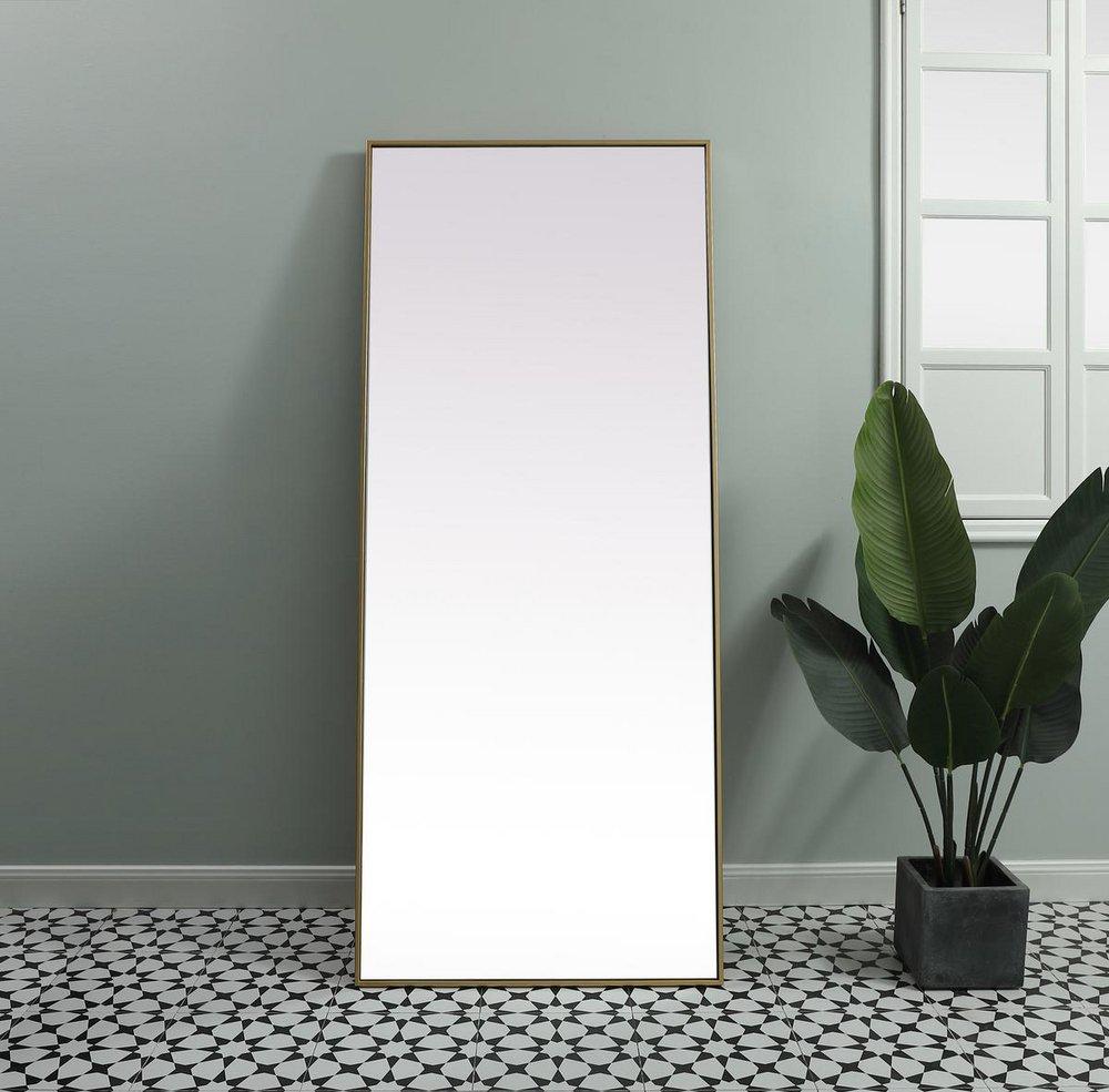 METAL FRAME RECTANGLE FULL LENGTH MIRROR 30X72 BRASS 