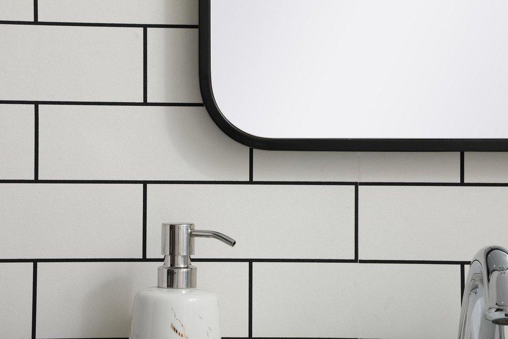 SOFT CORNER METAL RECTANGULAR MIRROR 18X36 BLACK 