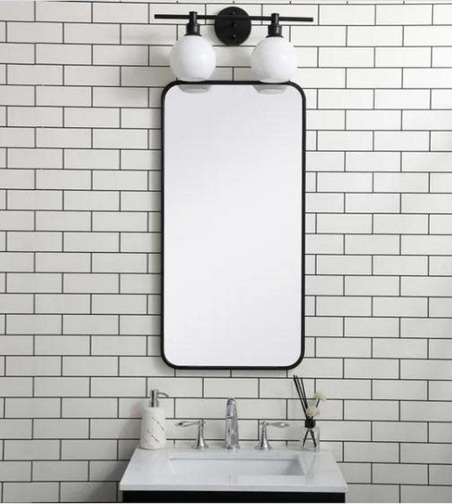 SOFT CORNER METAL RECTANGULAR MIRROR 18X36 BLACK 