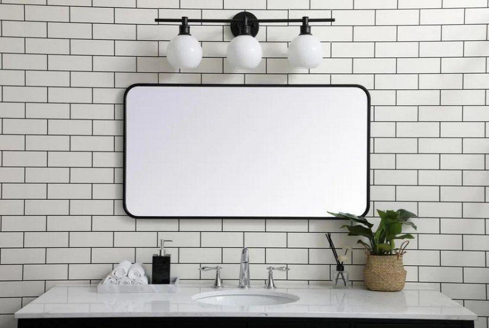 SOFT CORNER METAL RECTANGULAR MIRROR 22X40 BLACK 