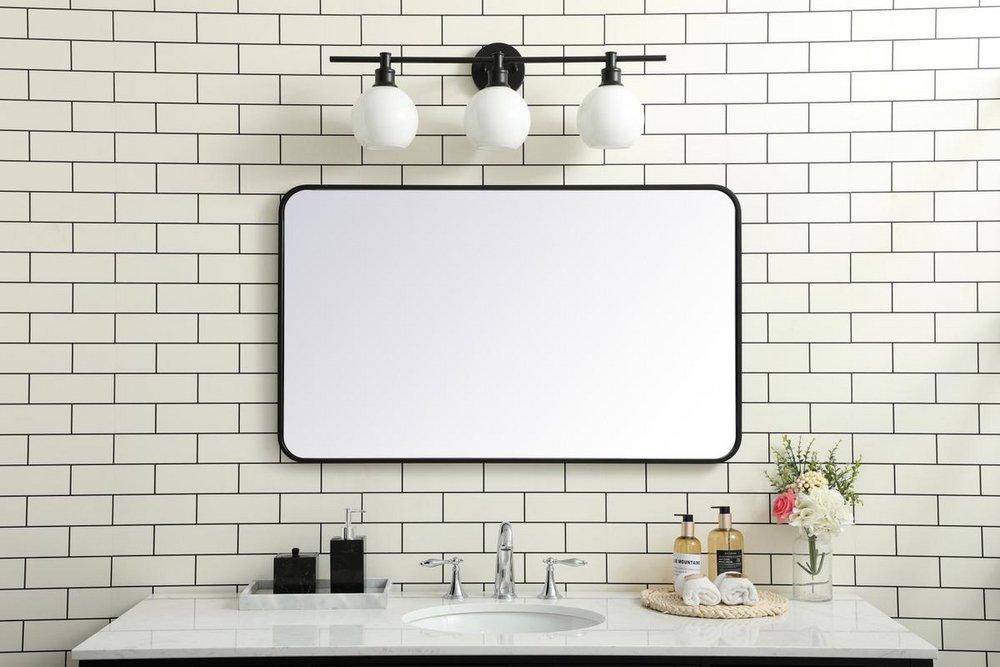 SOFT CORNER METAL RECTANGULAR MIRROR 24X40 BLACK 