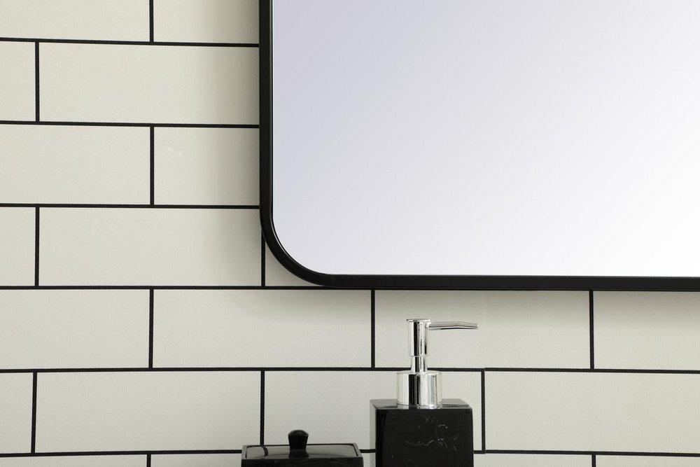 SOFT CORNER METAL RECTANGULAR MIRROR 24X40 BLACK 
