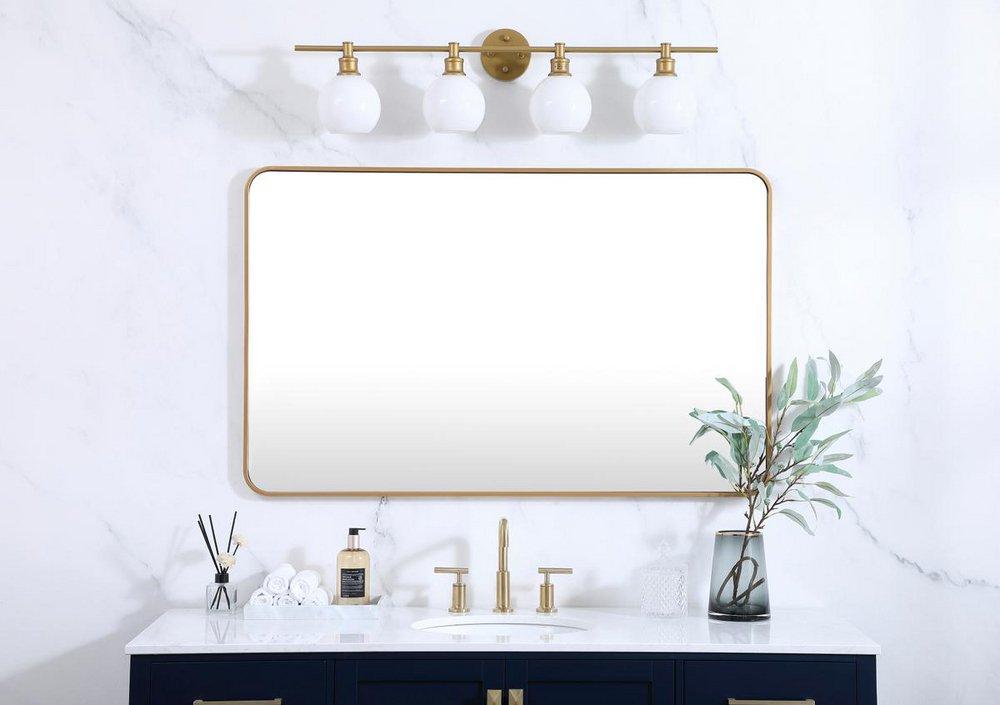 48 x 1 in. Mirror Rectangular in Brass Tones 