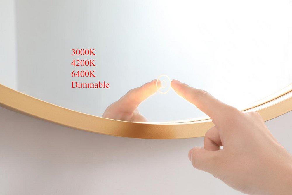 36 LED MIRROR W/ ADJUSTABLE COLOR TEMPERATURE 3000K/4200K/6400K BRASS 