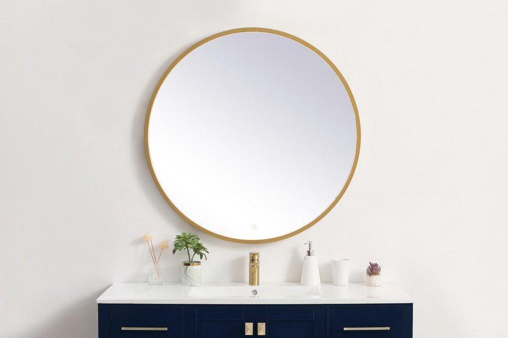 Elegant Lighting Brass 1-7/10 in. Mirror Round in Brass Tones 