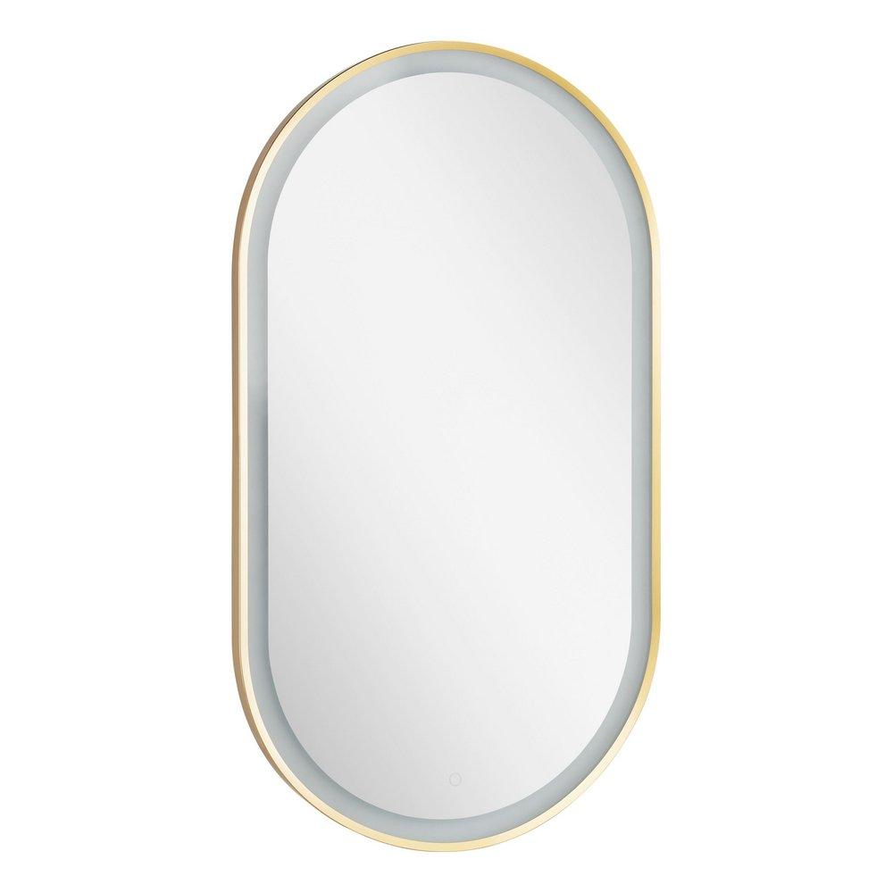 24 in. Oval Lighted Mirror in Satin Gold 