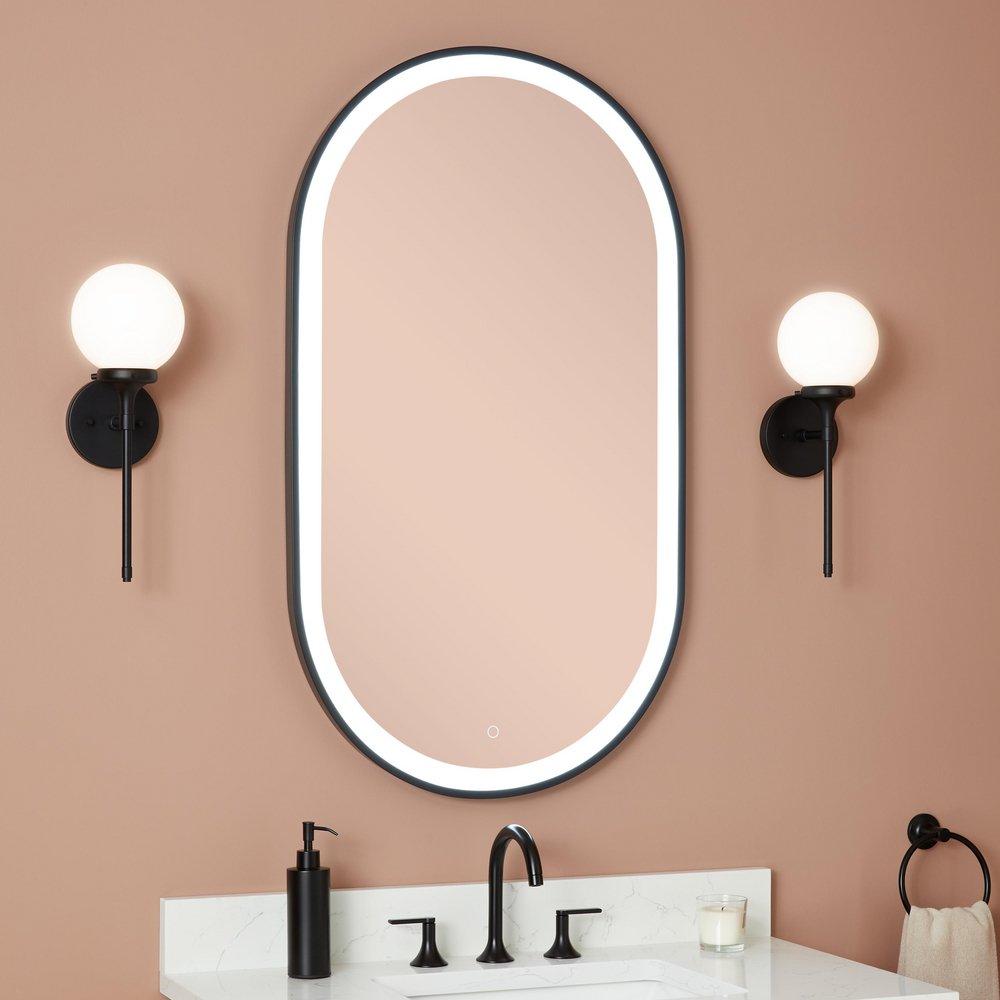 24 OVAL LIGHTED MIR - MATTE BLACK POWDER COAT 