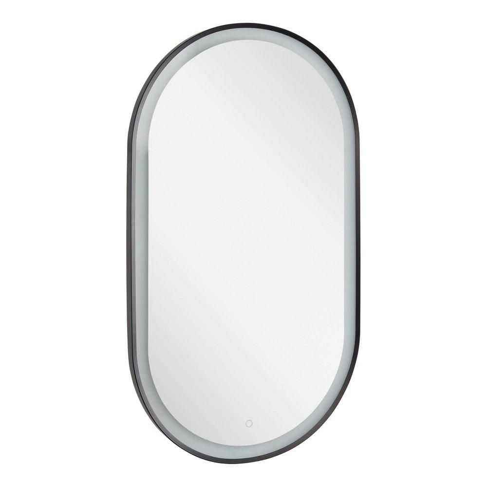 24 in. Oval Lighted Mirror in Matte Black Powder Coat 