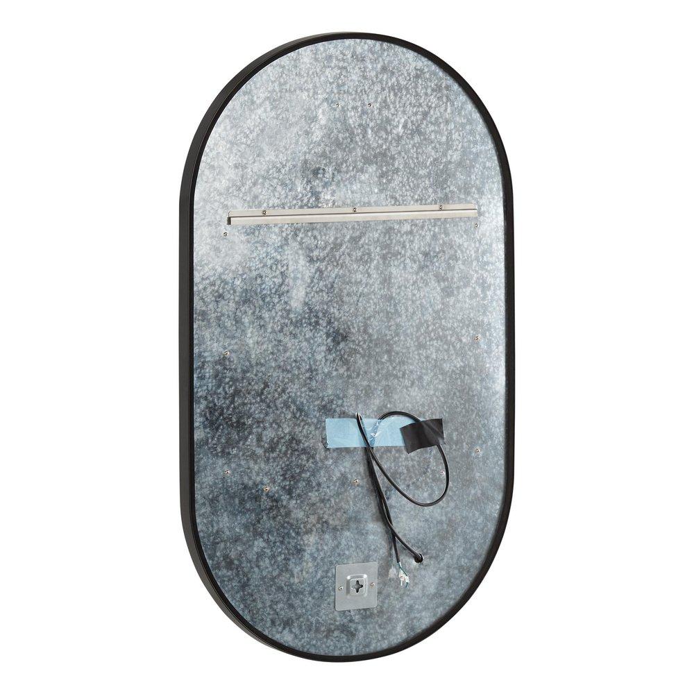24 in. Oval Lighted Mirror in Matte Black Powder Coat 