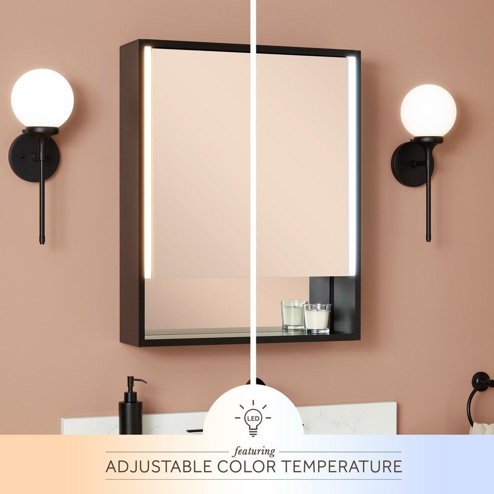 Lighted Medicine Cabinet in Matte Black Powder Coat 