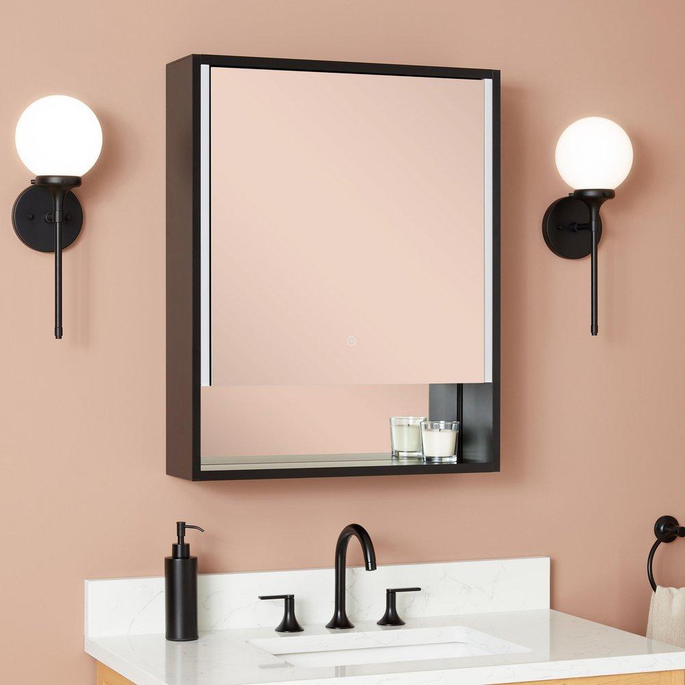 Lighted Medicine Cabinet in Matte Black Powder Coat 
