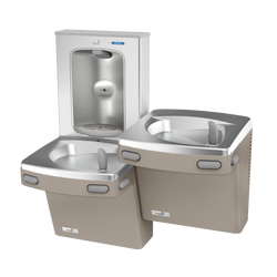 Non-Filtered Refrigerated Bottle Filling Station with Bi-Level Water Cooler in Sandstone