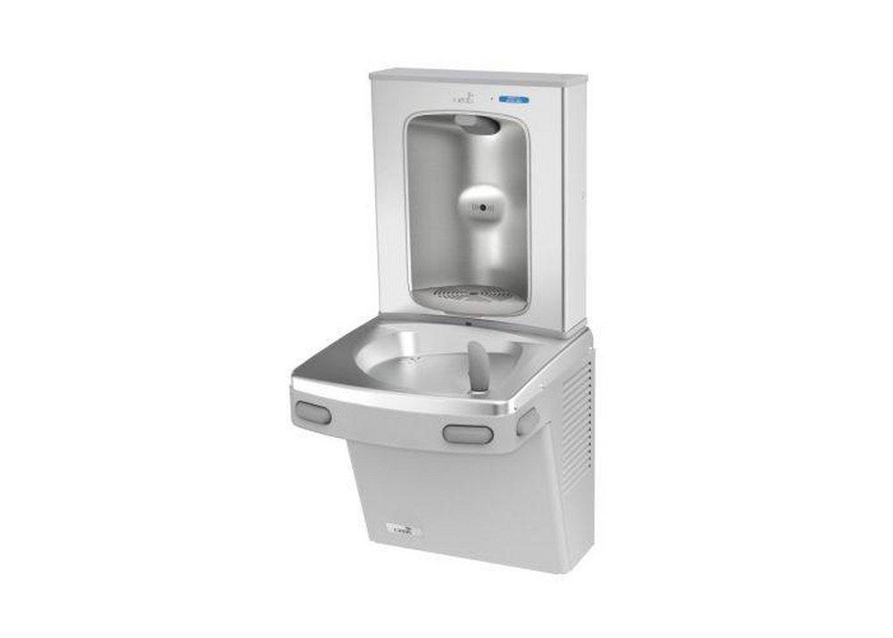 Wall Mount Bi-Level Indoor Water Cooler in Stainless Steel with Electric Bottle Filling Station 