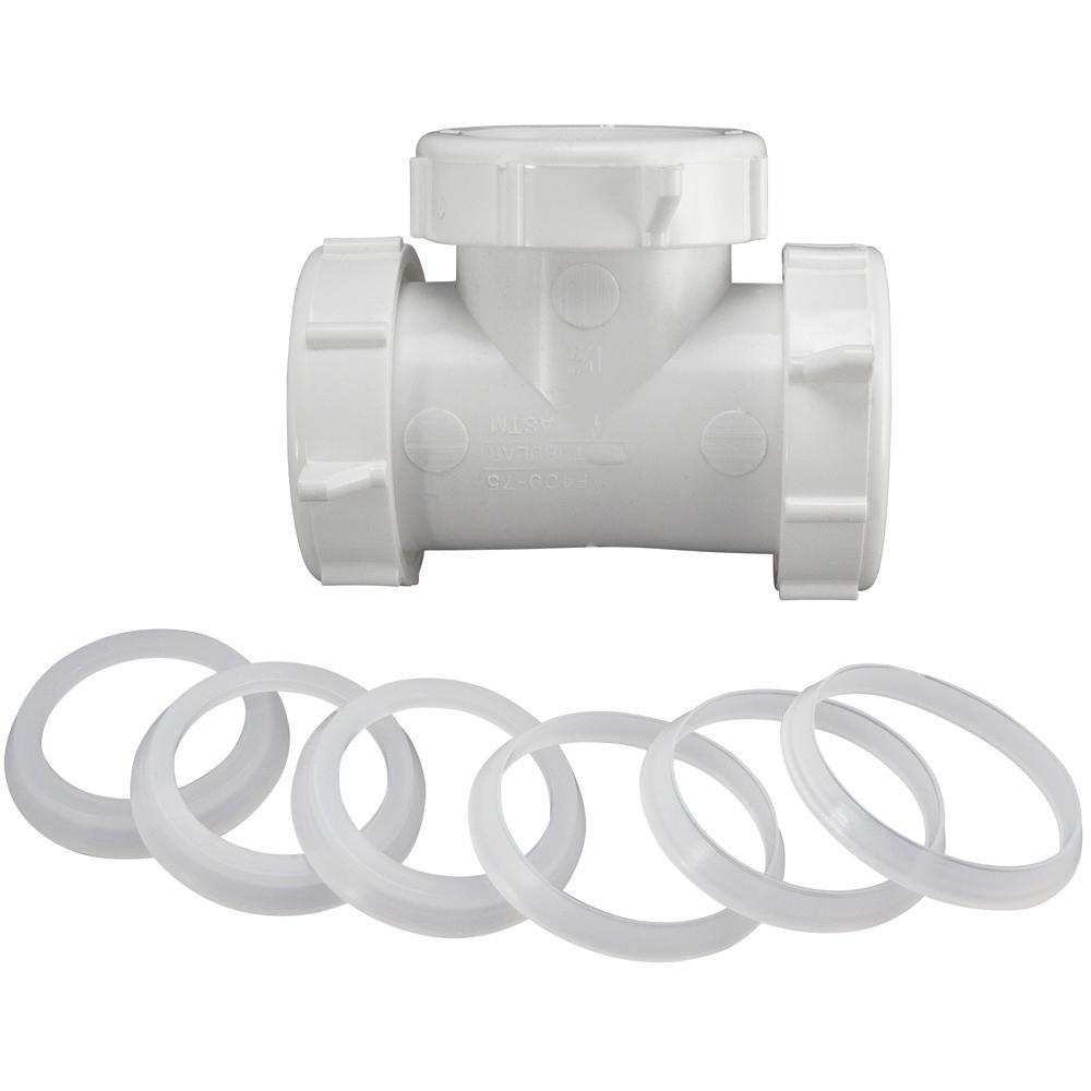 Keeney White Slip-Joint Straight PVC Tee 