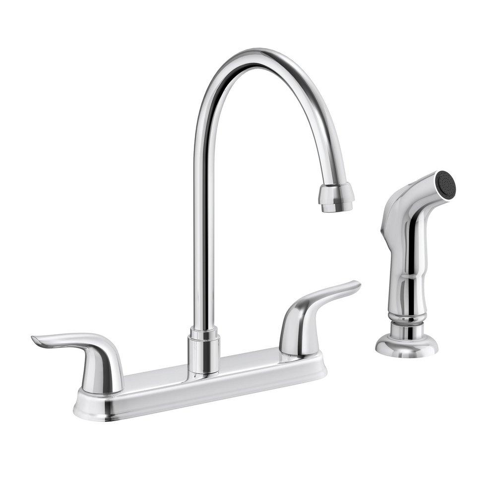 Two Handle Kitchen Faucet with Side Spray in Polished Chrome 