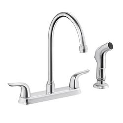 Two Handle Kitchen Faucet with Side Spray in Polished Chrome