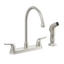 PROFLO&reg; Brushed Nickel Two Handle Kitchen Faucet with Side Spray 