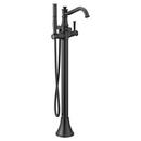 Single Handle Floor Mount Tub Filler with Hand Shower in Matte Black (Trim Only)