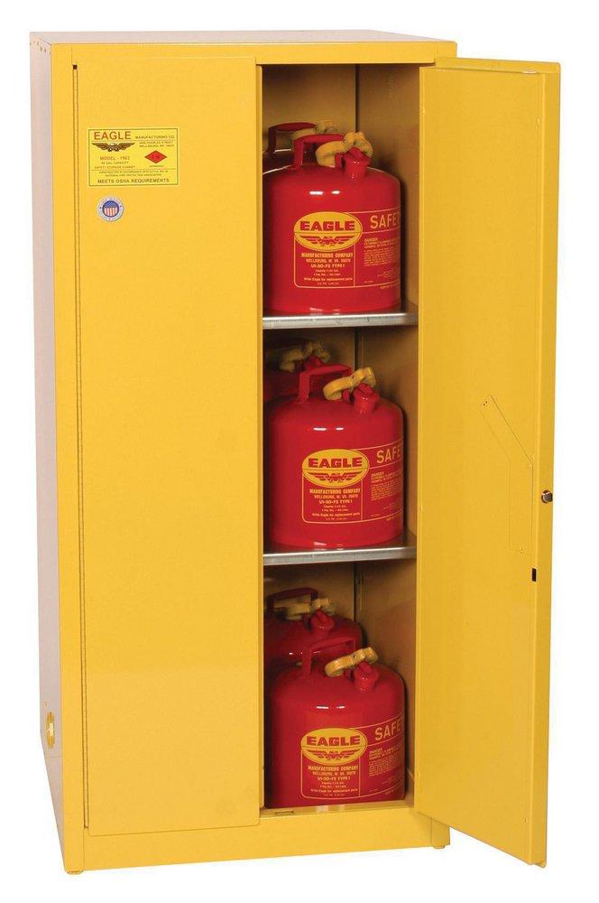 Eagle Yellow 2-Door Manual Close Safety Cabinet in Yellow 