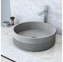 THE CYPRESS CONCRETO STONE ROUND FLUTED BATHROOM VESSEL SINK IS A BREATHTAKING BLEND OF TIMELESS ELEGANCE AND MODERN DESIGN. ITS EXTERIOR REVEALS AN INTRICATE FLUTED DESIGN ADDING A TOUCH OF ARTISTIC 