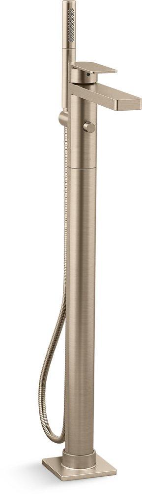 KOHLER Vibrant Brushed Bronze Single Handle Floor Mount Tub Filler with Hand Shower 