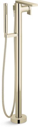 Single Handle Floor Mount Tub Filler with Hand Shower in Vibrant® French Gold