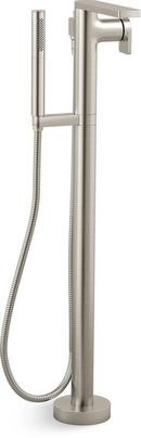 Single Handle Floor Mount Tub Filler with Hand Shower in Vibrant® Brushed Nickel