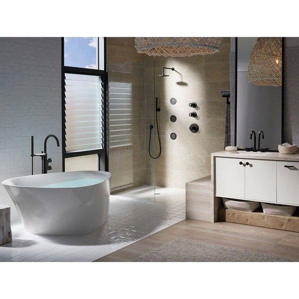 Two Handle Floor Mount Tub Filler with Hand Shower in Vibrant&reg; Brushed Bronze (Trim Only) 