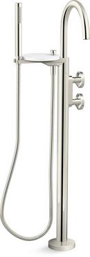 Two Handle Floor Mount Tub Filler with Hand Shower in Vibrant® Polished Nickel (Trim Only)