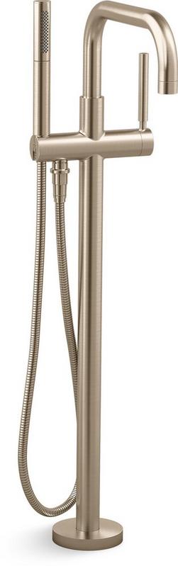 Single Handle Floor Mount Tub Filler with Hand Shower in Vibrant&reg; Brushed Bronze