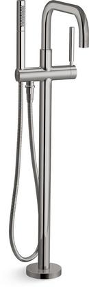 Single Handle Floor Mount Tub Filler with Hand Shower in Vibrant Titanium